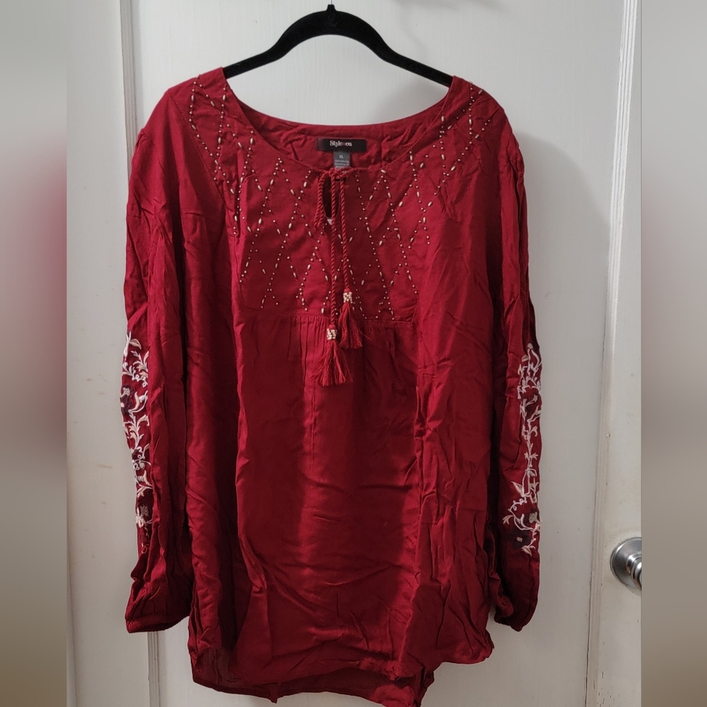 Style & Co - Brand New With Tags - Autumn Affair Red Beaded Top - XL